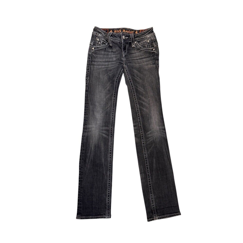 Rock Revival Womens Chrissie Straight Gray Jeans Tag Size 27